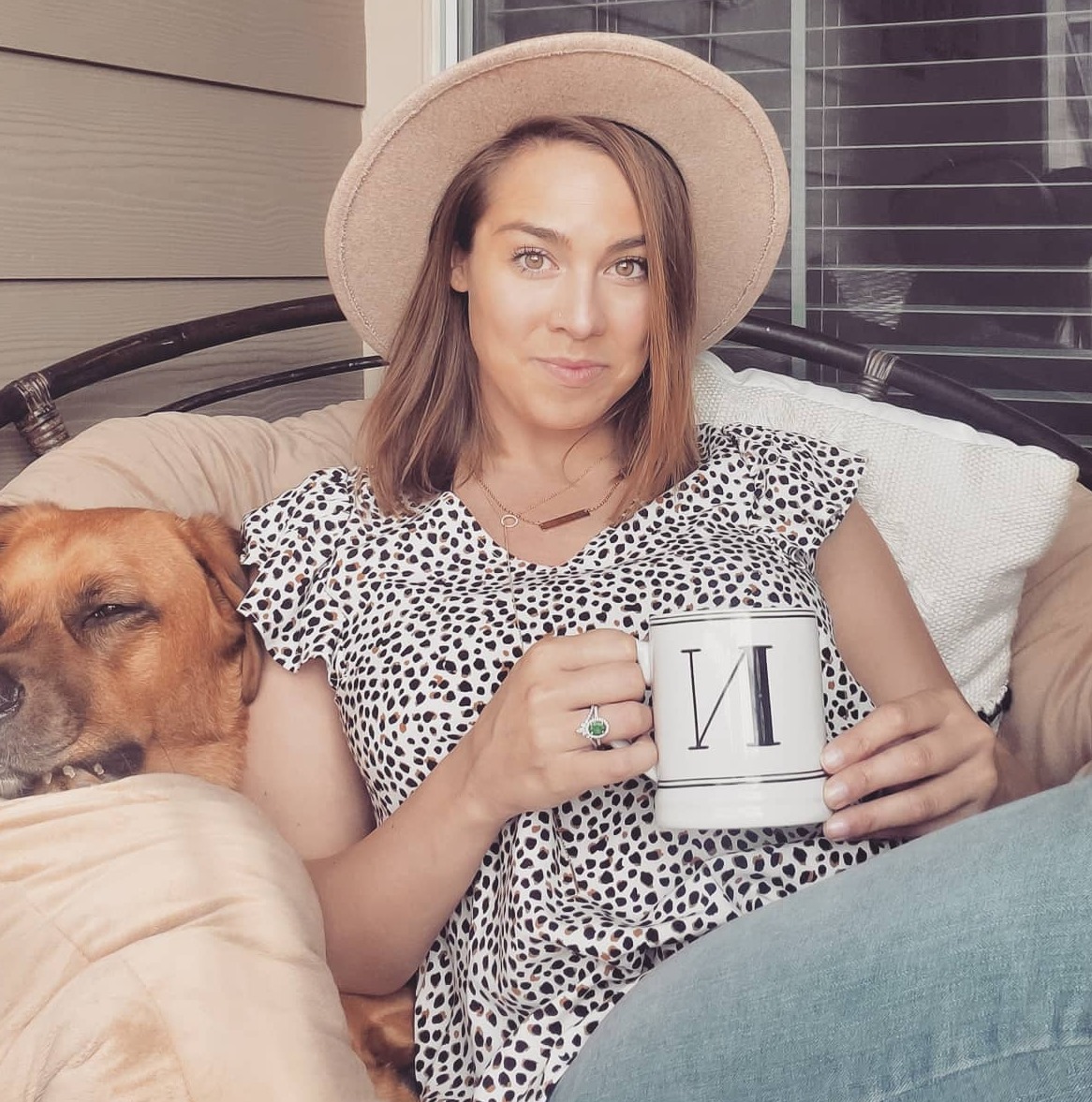 Nicole Ramirez coffee cup and dog